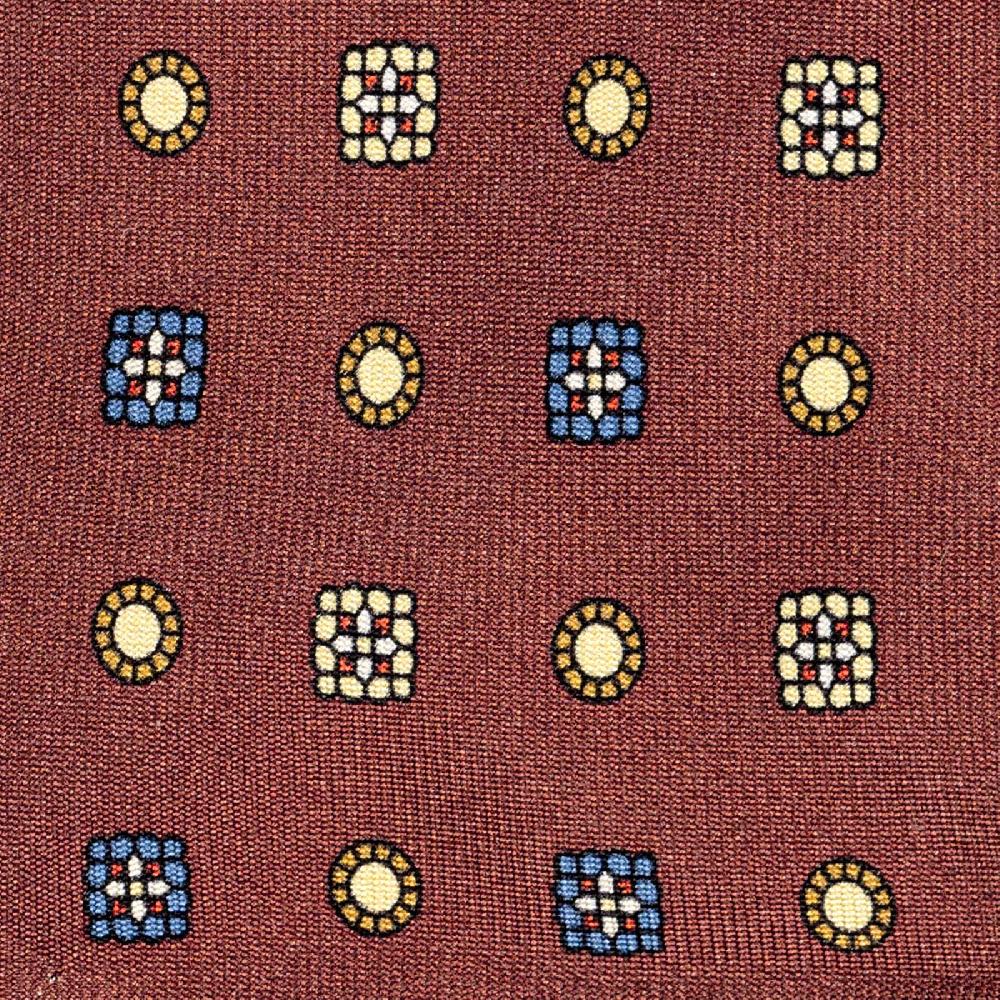 Rubinacci Cravatta in twill di seta mattone con stampa floreale Prezzo di fabbrica