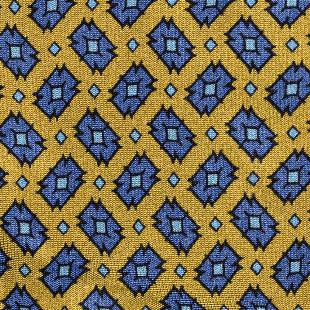 Rubinacci Cravatta in twill di seta gialla con stampa geometrica Offerta speciale