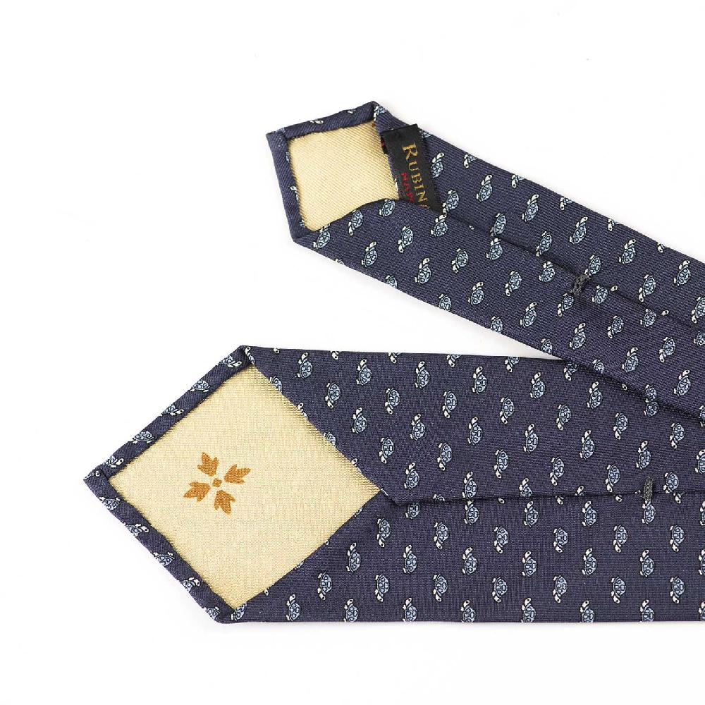 Rubinacci Cravatta in twill di seta con stampa tartaruga azzurra Comprare a buon mercato