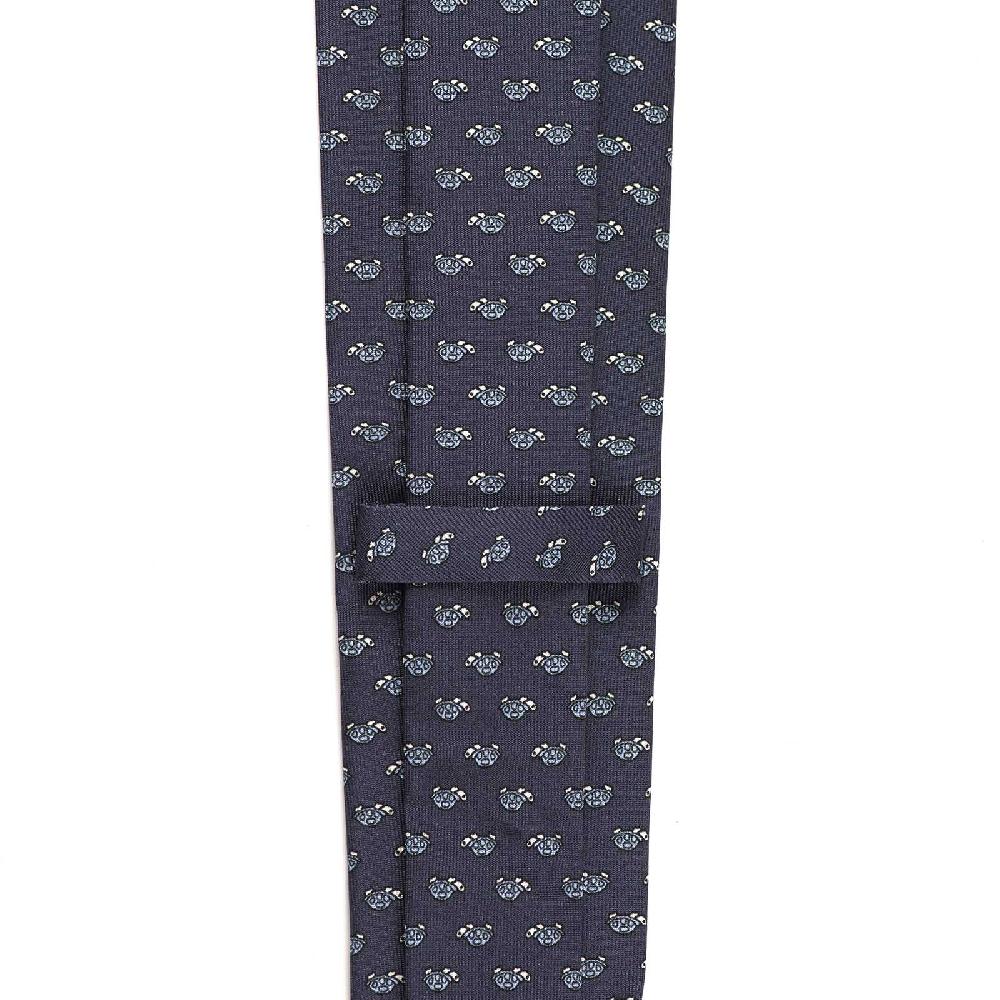 Rubinacci Cravatta in twill di seta con stampa tartaruga azzurra Comprare a buon mercato