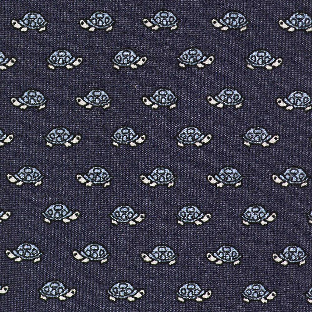 Rubinacci Cravatta in twill di seta con stampa tartaruga azzurra Comprare a buon mercato