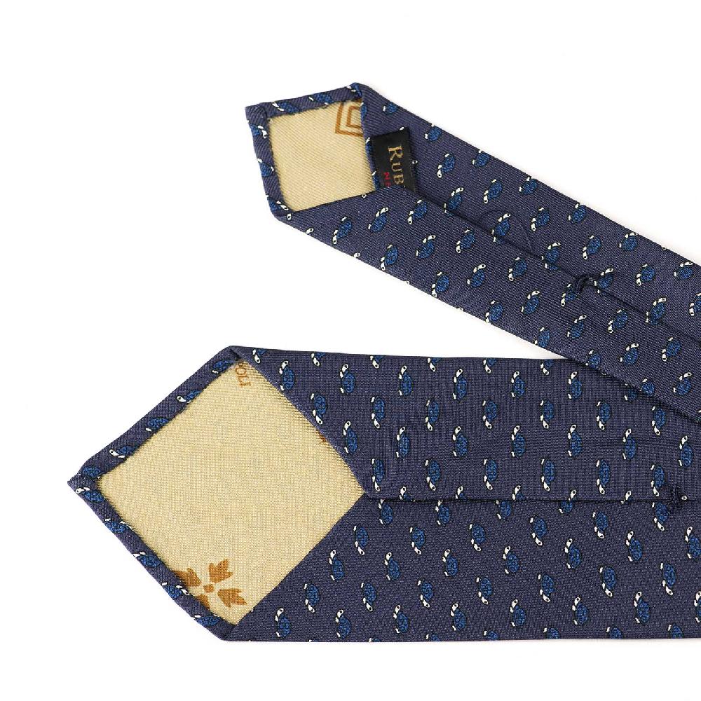 Rubinacci Cravatta in twill di seta con stampa tartaruga blu Grande vendita