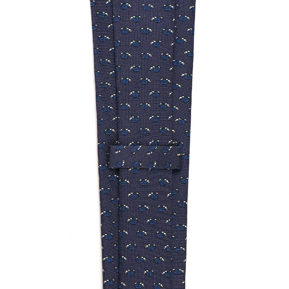 Rubinacci Cravatta in twill di seta con stampa tartaruga blu Grande vendita