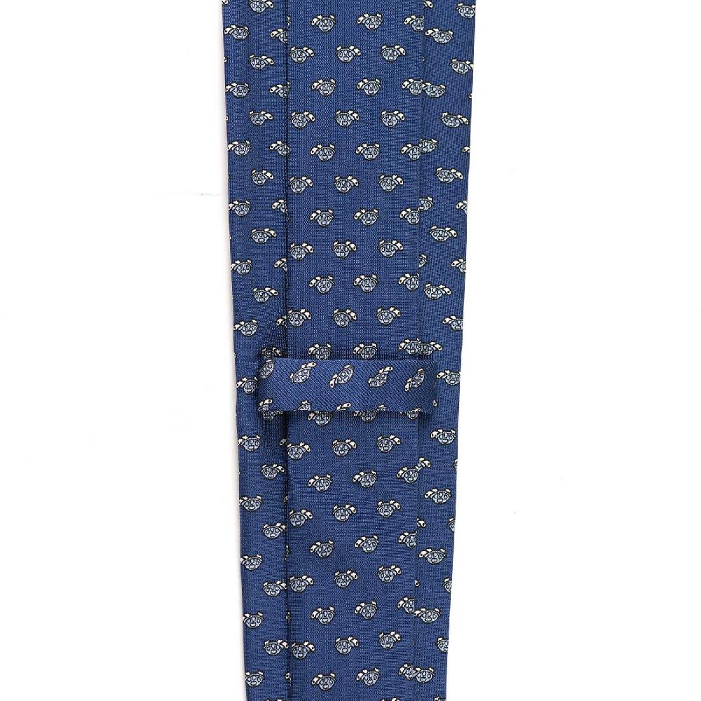 Rubinacci Cravatta in twill di seta con stampa tartaruga celeste Flash Sale