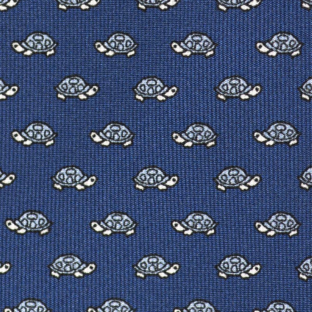 Rubinacci Cravatta in twill di seta con stampa tartaruga celeste Flash Sale
