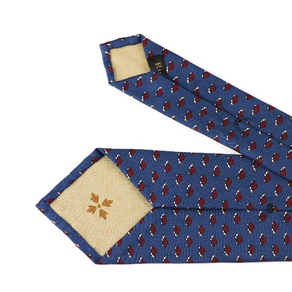 Rubinacci Cravatta in twill di seta con stampa tartaruga rossa Fornitura limitata