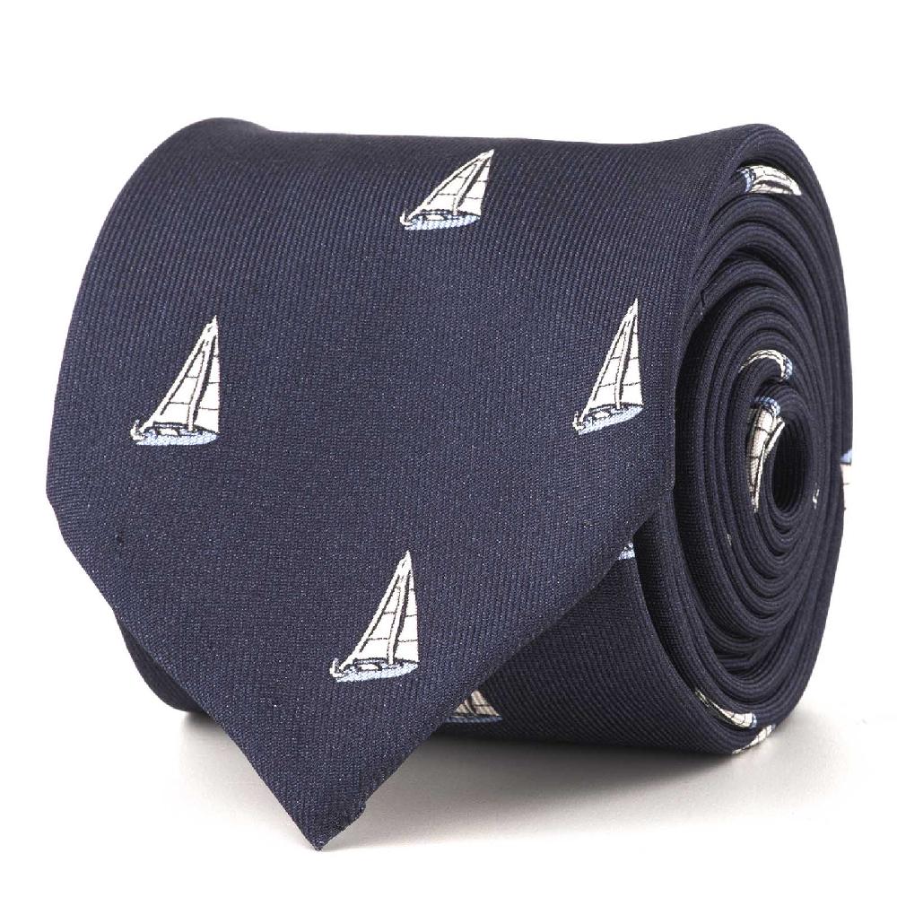 Rubinacci Cravatta in twill di seta con stampa vela azzurra Offerta esclusiva
