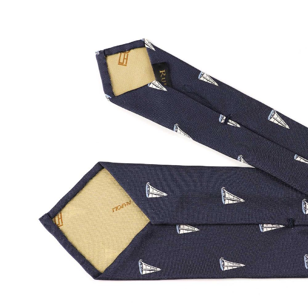 Rubinacci Cravatta in twill di seta con stampa vela azzurra Offerta esclusiva