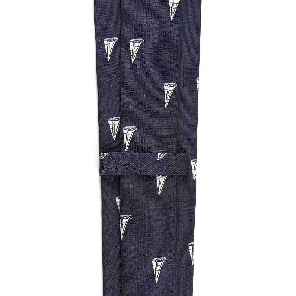 Rubinacci Cravatta in twill di seta con stampa vela azzurra Offerta esclusiva