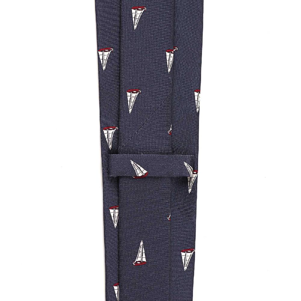 Rubinacci Cravatta in twill di seta con stampa vela rossa Vendite stagionali