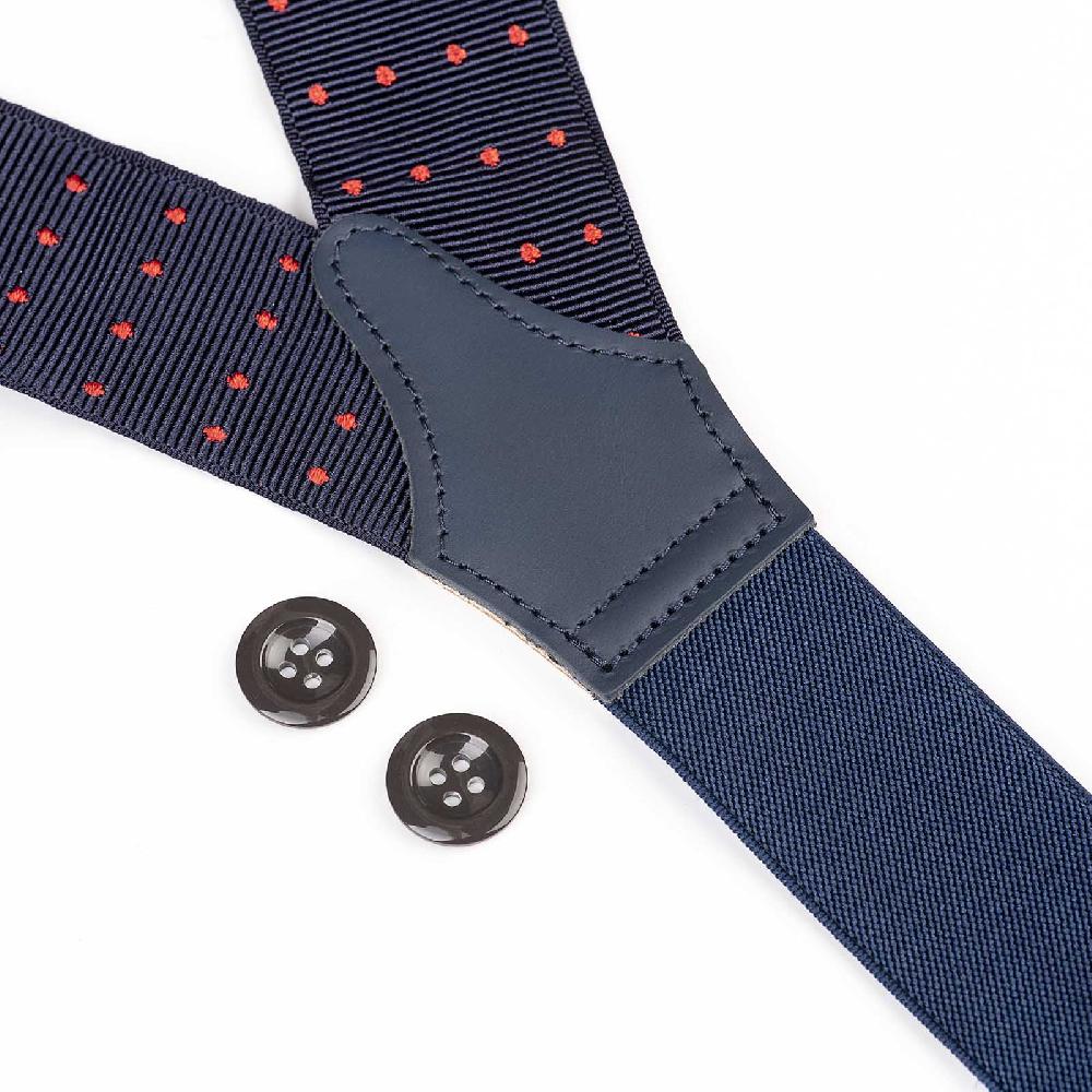 Rubinacci Bretelle blu a pois rosso Sconti questo mese