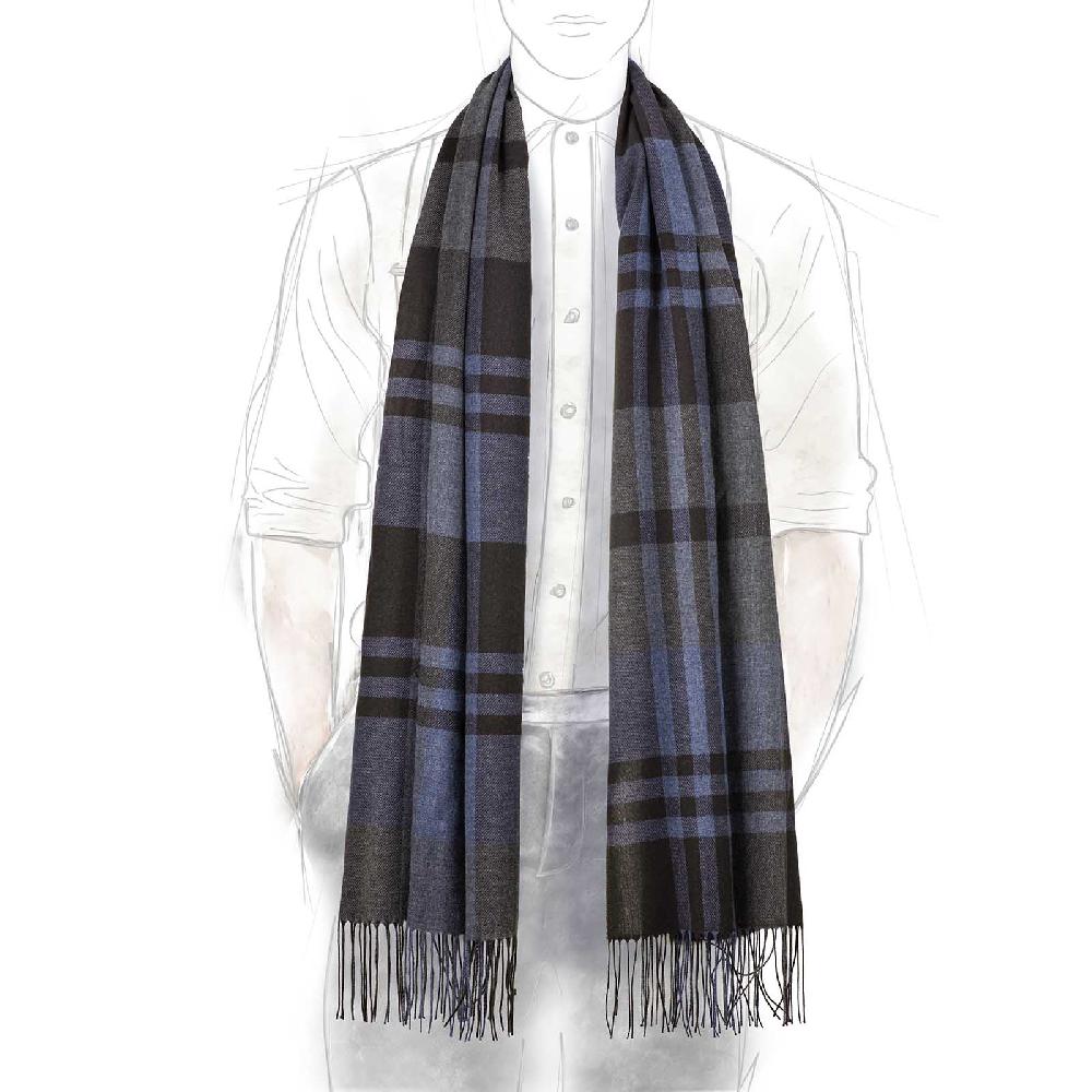 Rubinacci Sciarpa tartan blu Presa