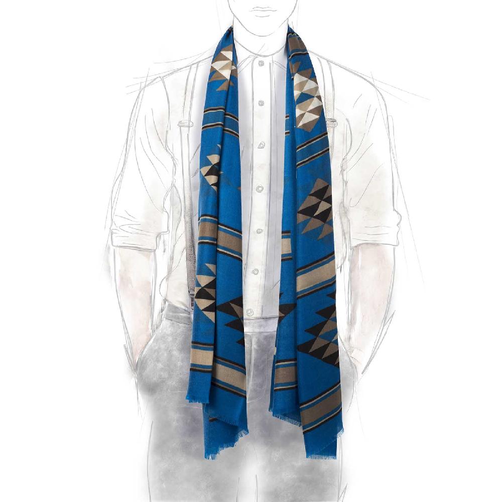 Rubinacci Sciarpa geometrico bluette Flash Sale