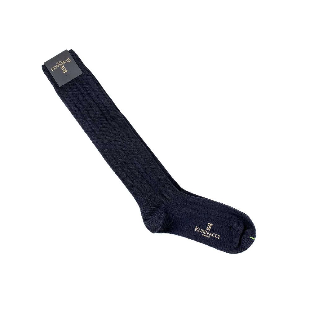 Rubinacci Calze in cotone a costa larga blu