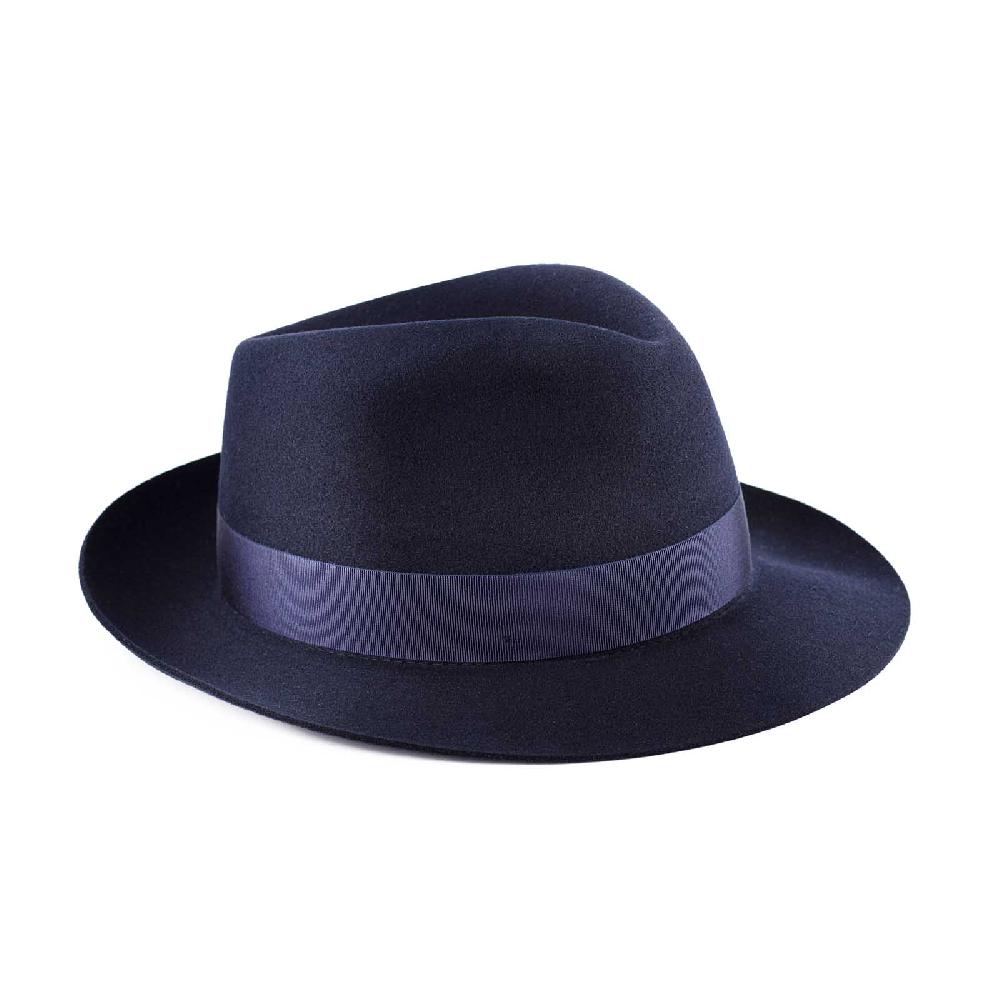 Rubinacci Fedora in lana blu In Linea