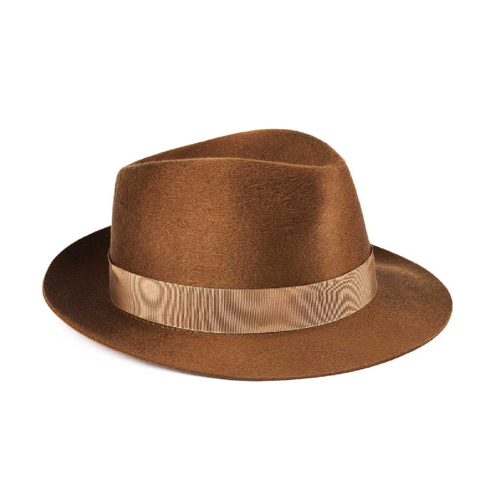 Rubinacci Fedora in cashmere tabacco Pezzi Unici