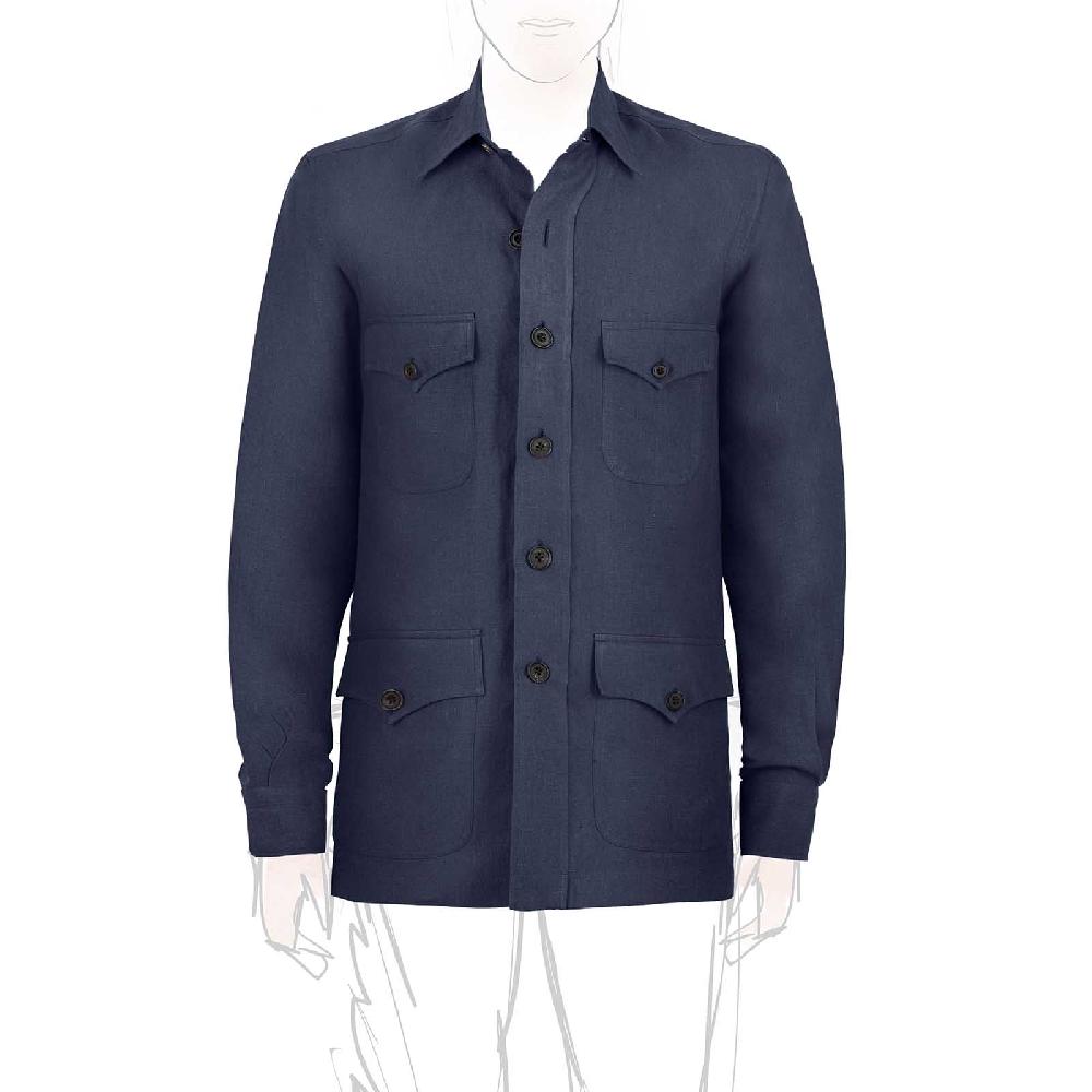Rubinacci Sahariana in lino blu
