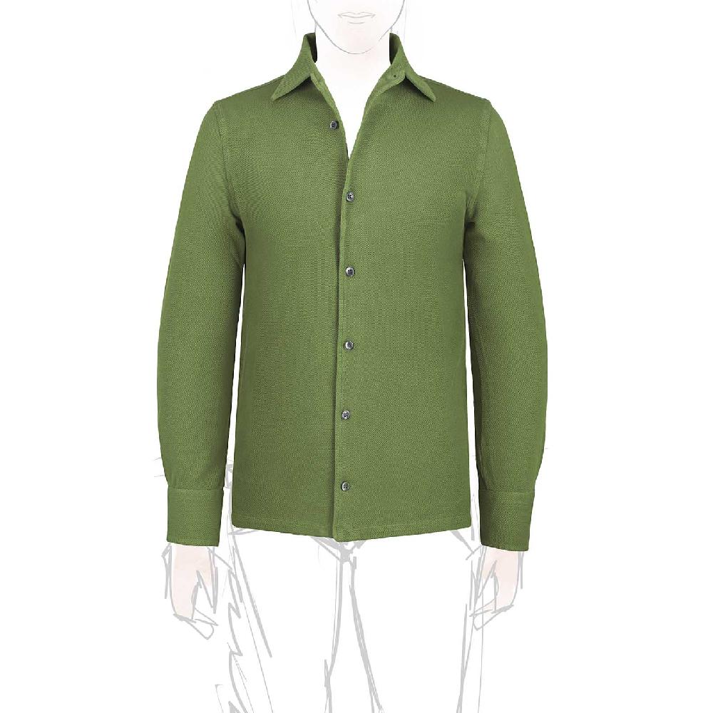 Rubinacci Camicia in piquet oliva Ritorno libero