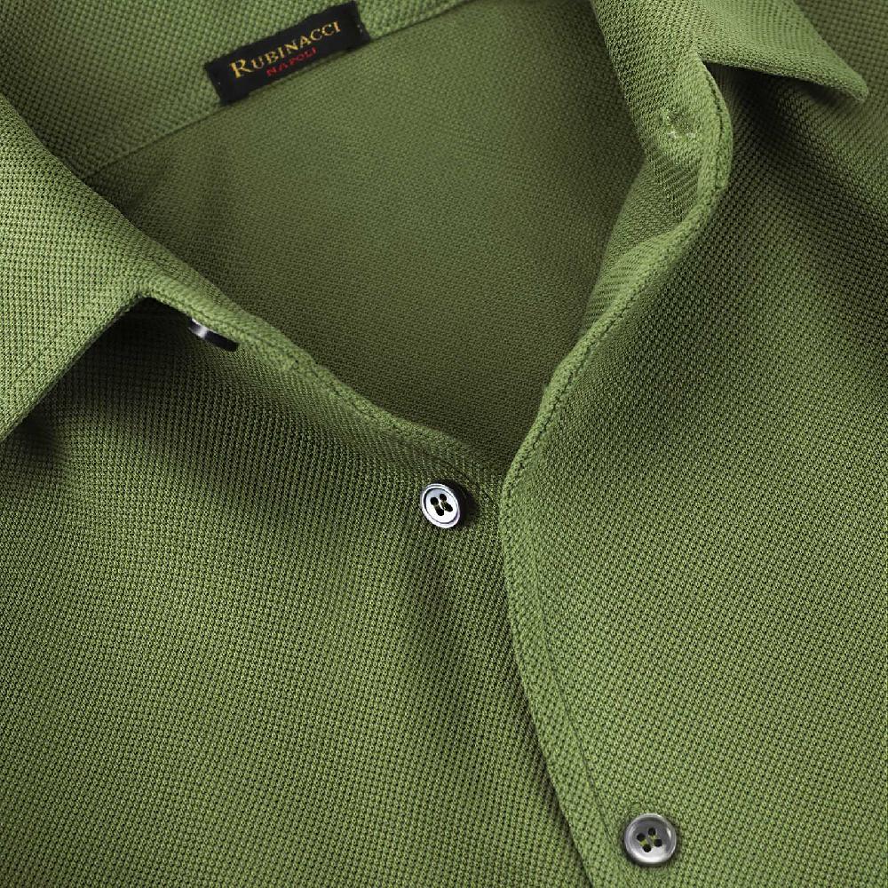 Rubinacci Camicia in piquet oliva Ritorno libero