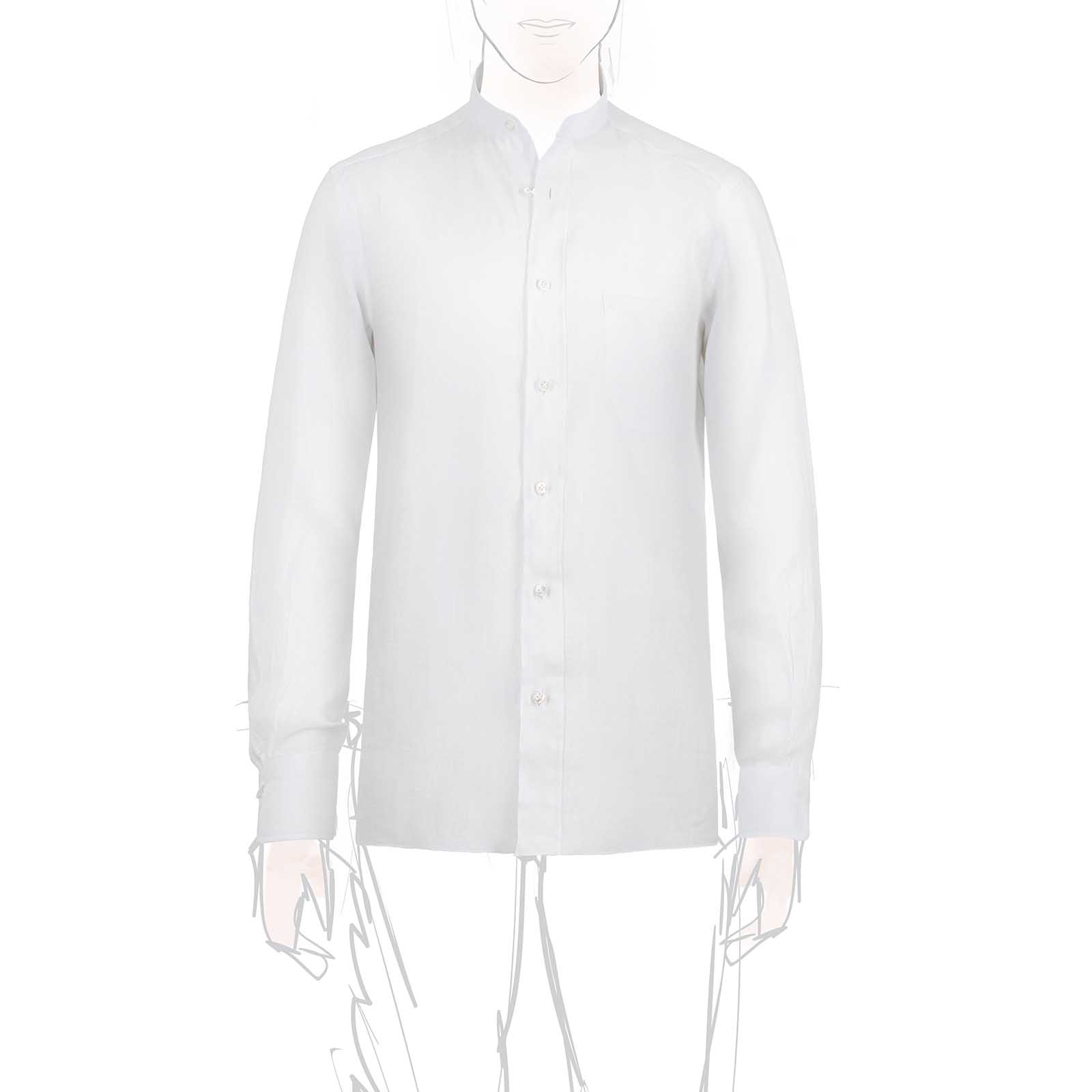 Rubinacci Camicia guru in lino bianco Ultimi tre giorni