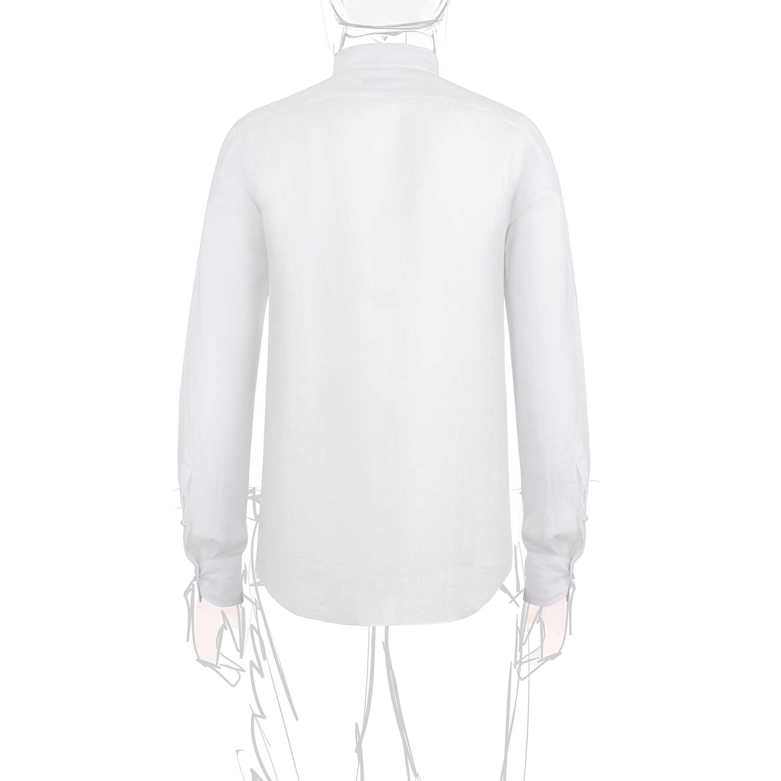 Rubinacci Camicia guru in lino bianco Ultimi tre giorni