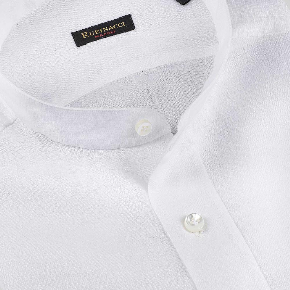 Rubinacci Camicia guru in lino bianco Ultimi tre giorni