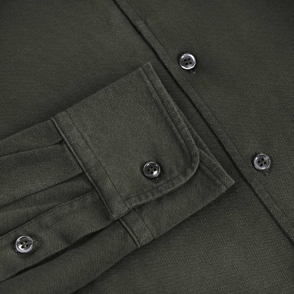 Rubinacci Camicia in piquet leggero verde Latest stili