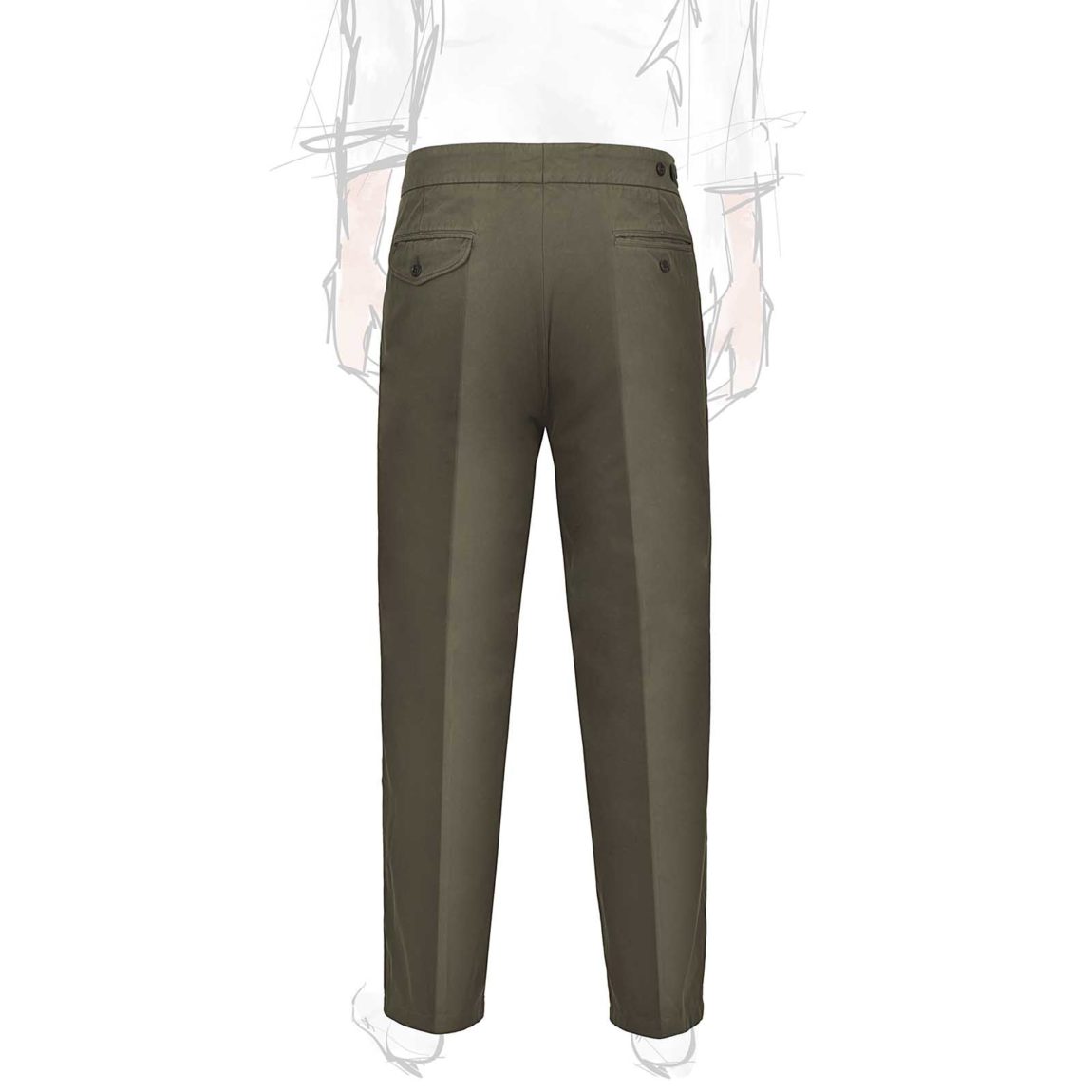 Rubinacci Pantalone genny in cotone verde militare Italy