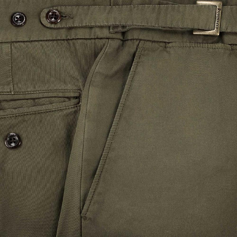 Rubinacci Pantalone genny in cotone verde militare Italy