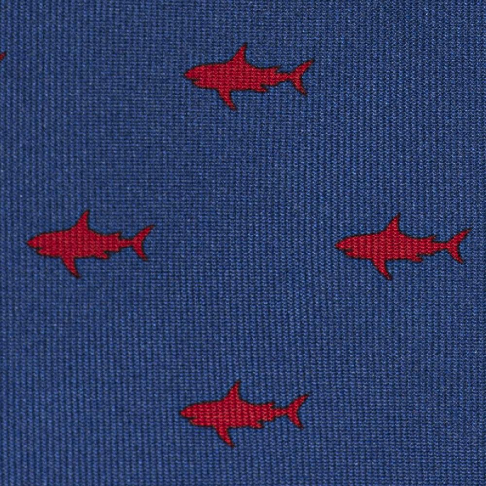 Rubinacci Cravatta in twill di seta con stampa squalo rosso Spedizione Gratuita