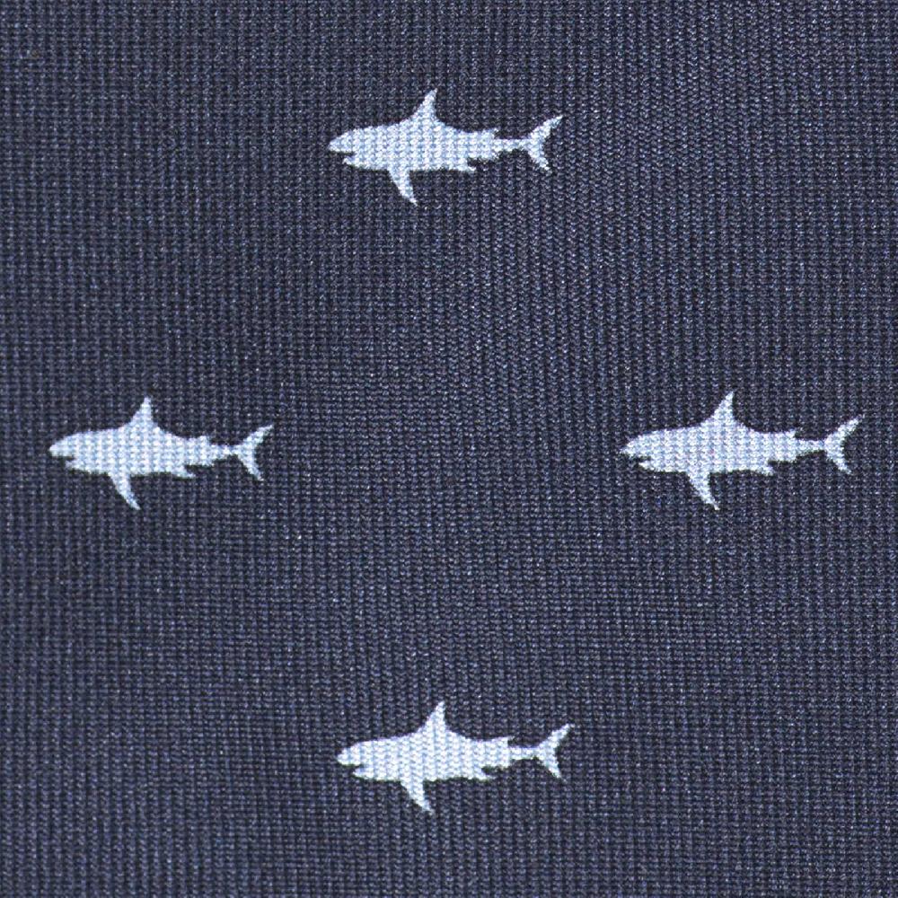 Rubinacci Cravatta in twill di seta con stampa squalo azzurro Pezzi Unici