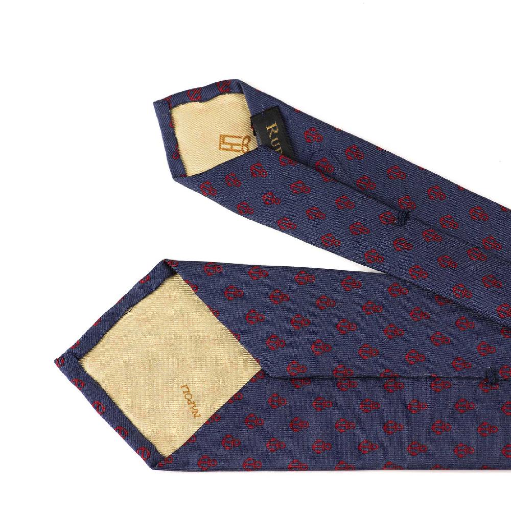 Rubinacci Cravatta in twill di seta con stampa ancora rossa Qualità Garantita