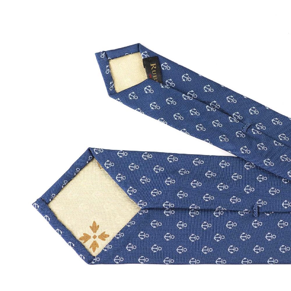 Rubinacci Cravatta in twill di seta con stampa ancora celeste Consegna Veloce