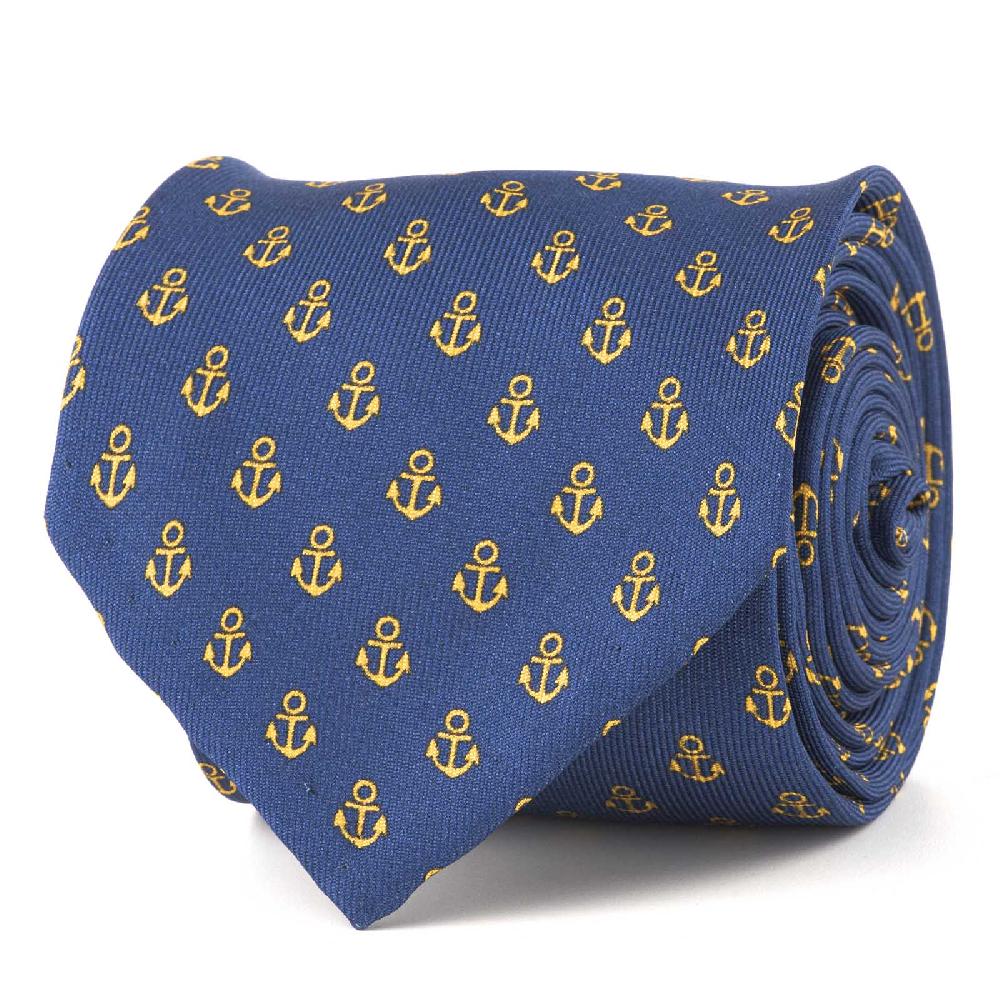 Rubinacci Cravatta in twill di seta con stampa ancora gialla
