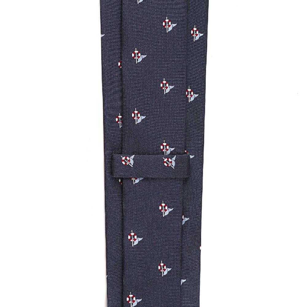 Rubinacci Cravatta in twill di seta blu con stampa delfino Shopping Online