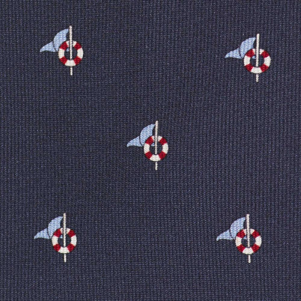 Rubinacci Cravatta in twill di seta blu con stampa delfino Shopping Online