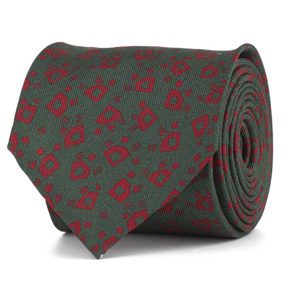 Rubinacci Cravatta in twill di seta verde con stampa geometrica Prezzo Ridotto