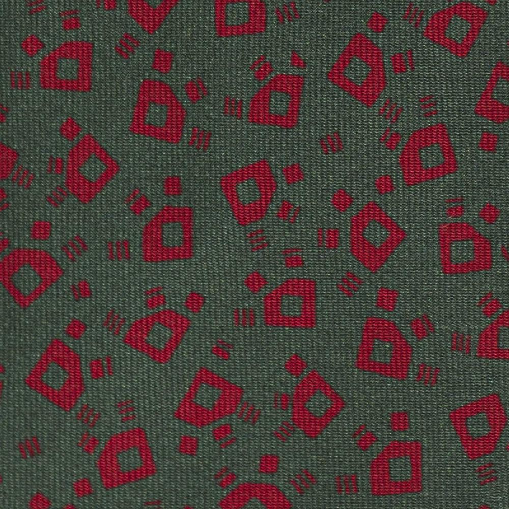 Rubinacci Cravatta in twill di seta verde con stampa geometrica Prezzo Ridotto