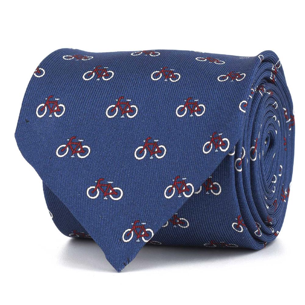 Rubinacci Cravatta in twill di seta con stampa bicicletta rossa