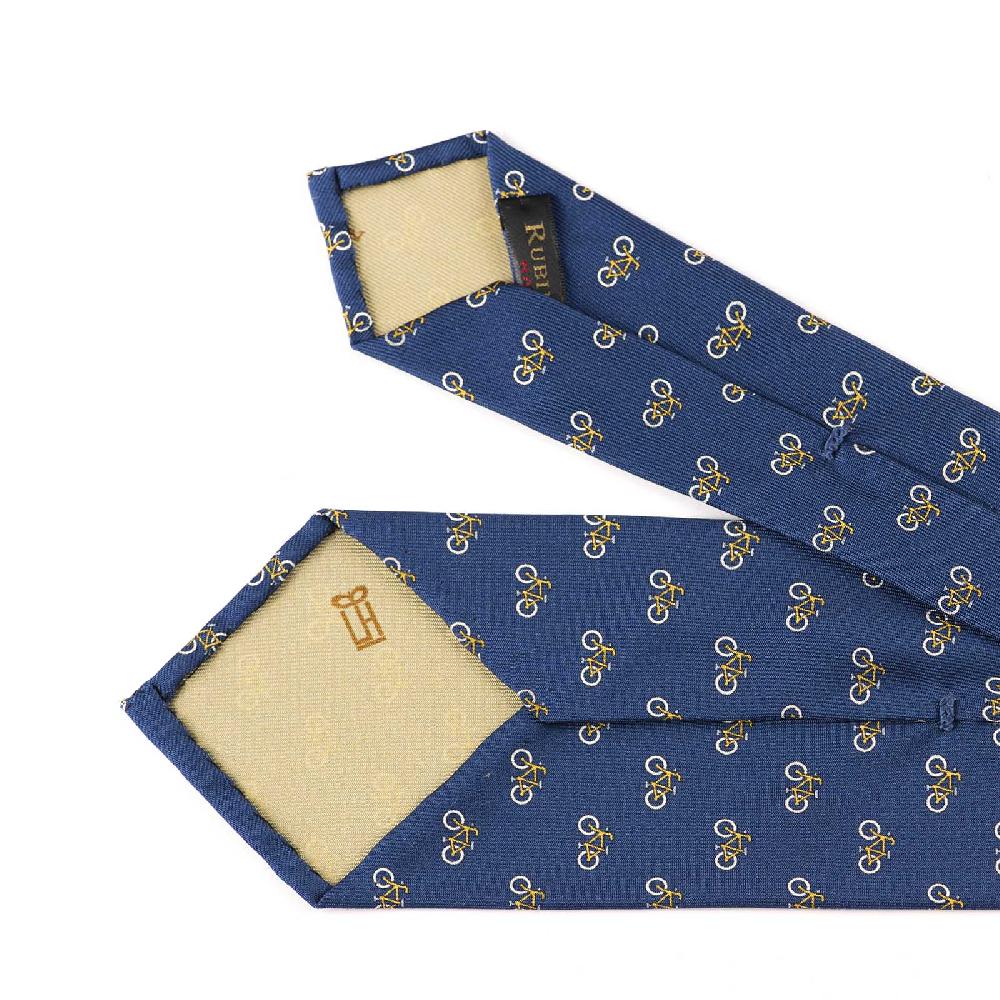 Rubinacci Cravatta in twill di seta con stampa bicicletta gialla Convenienza
