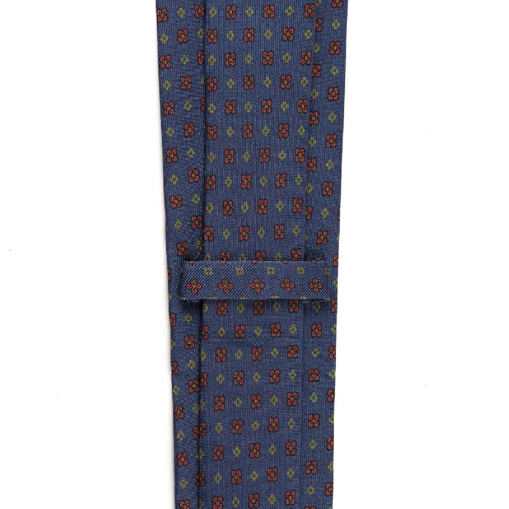 Rubinacci Cravatta in twill di seta blu con stampa floreale Novità