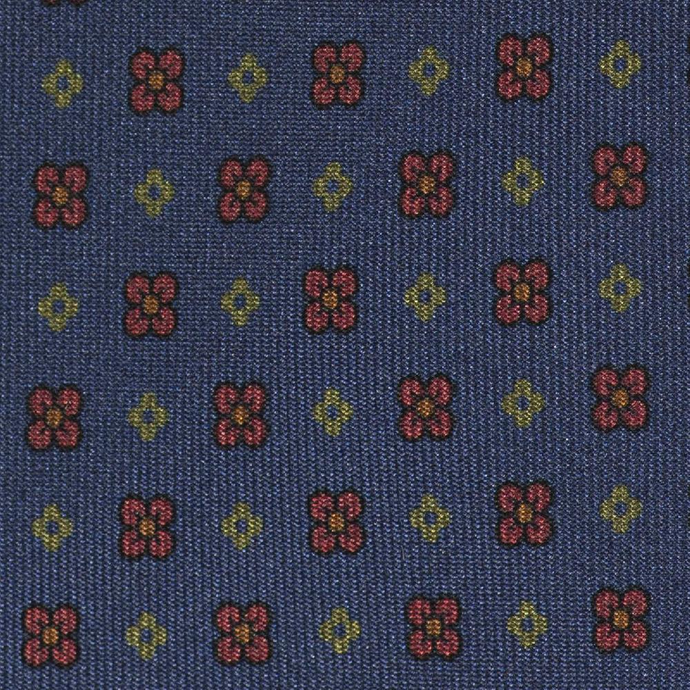 Rubinacci Cravatta in twill di seta blu con stampa floreale Novità