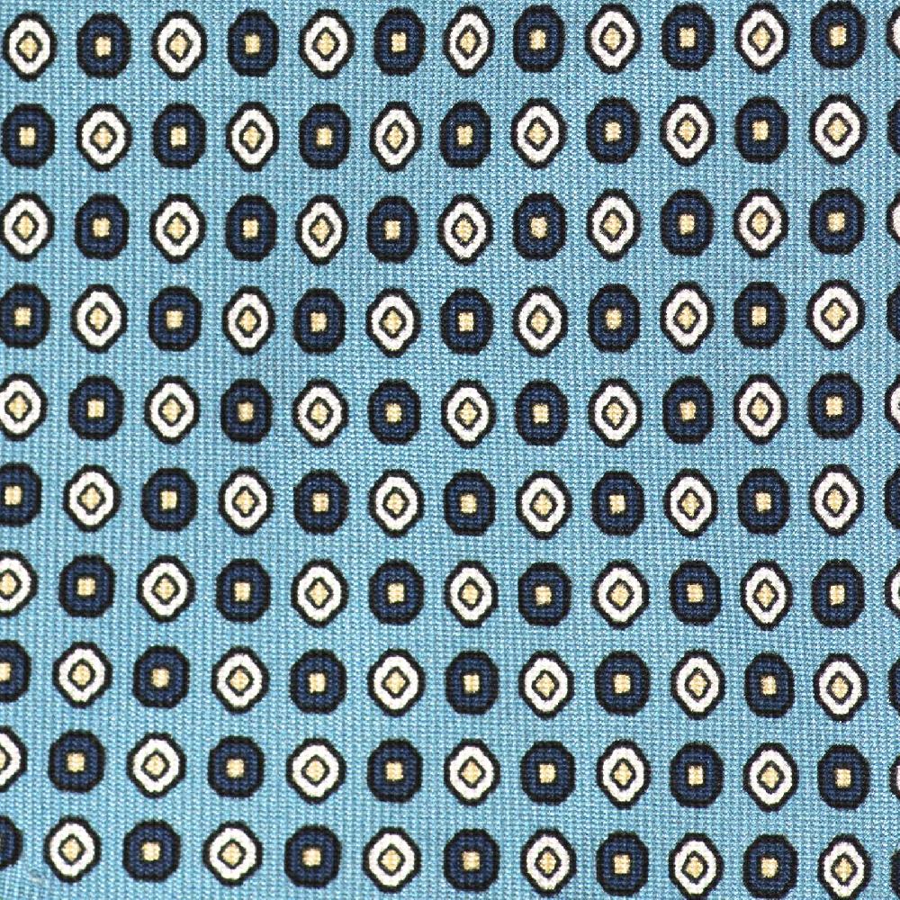 Rubinacci Cravatta in twill di seta turchese con stampa geometrica Economico