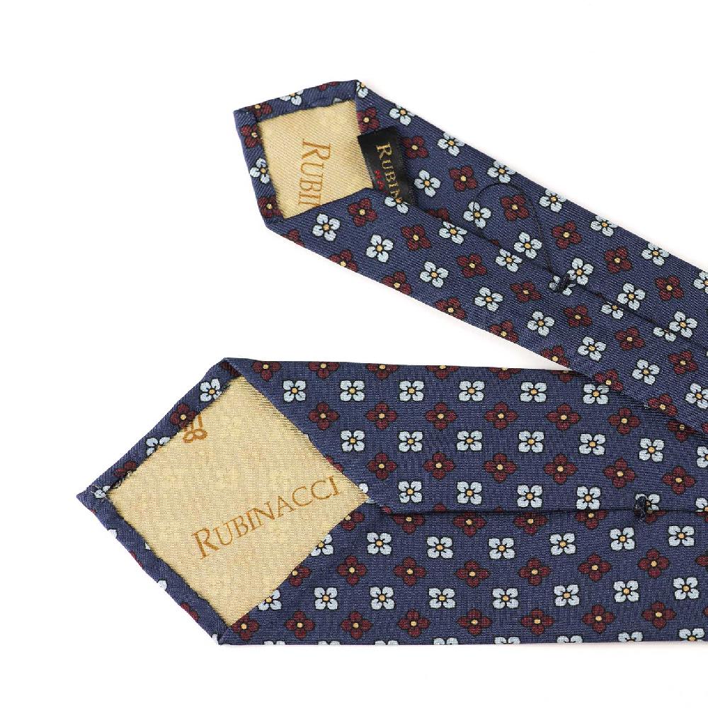 Rubinacci Cravatta in twill di seta blu con stampa floreale Online