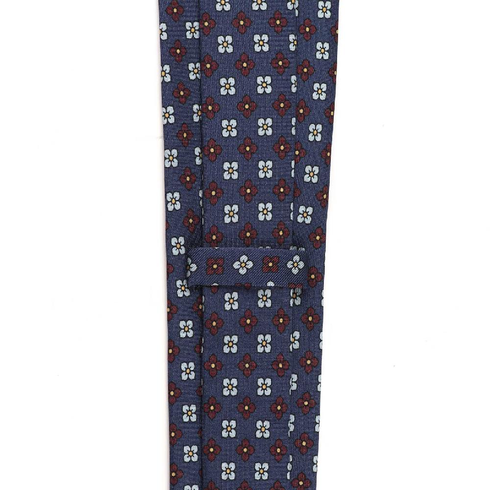 Rubinacci Cravatta in twill di seta blu con stampa floreale Online