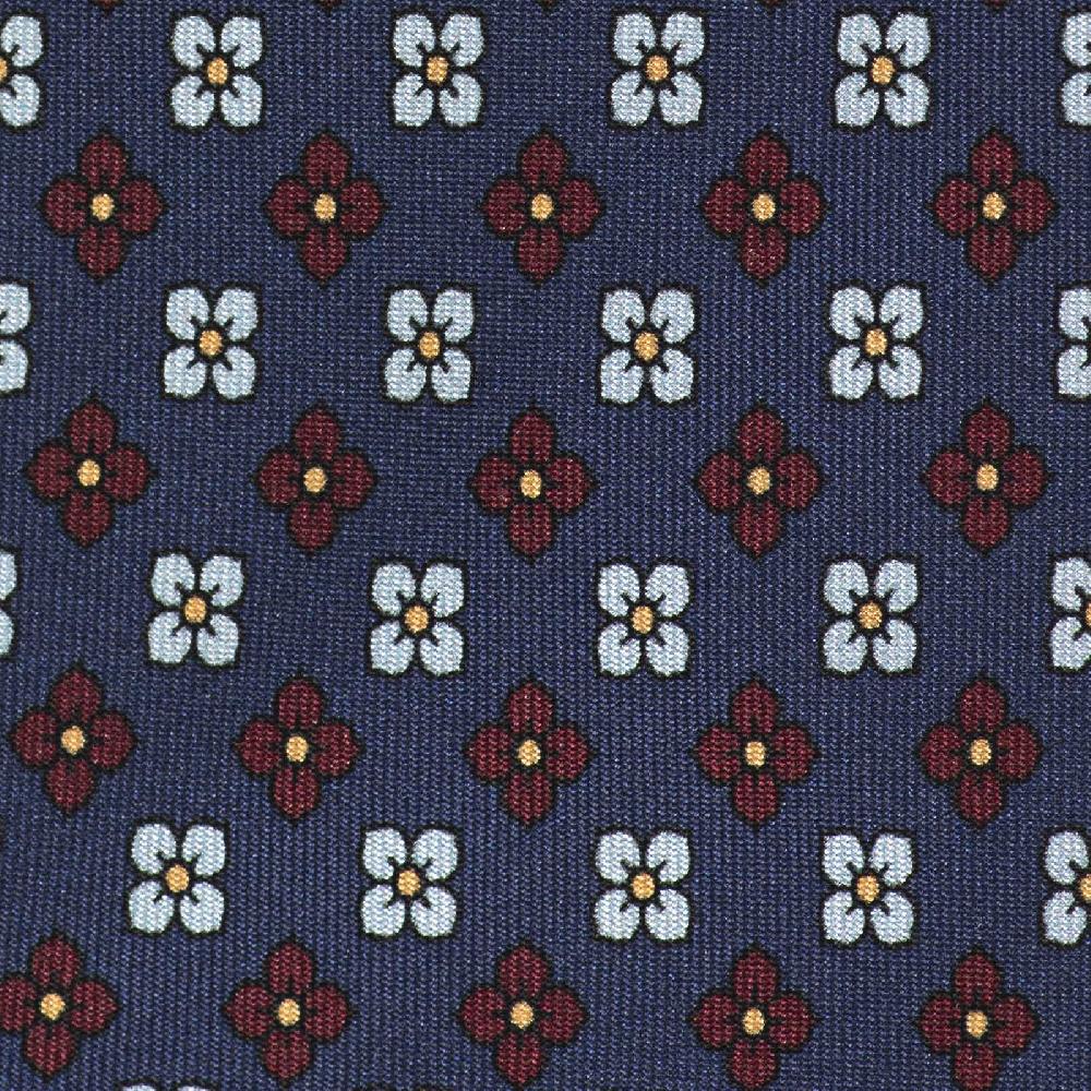 Rubinacci Cravatta in twill di seta blu con stampa floreale Online