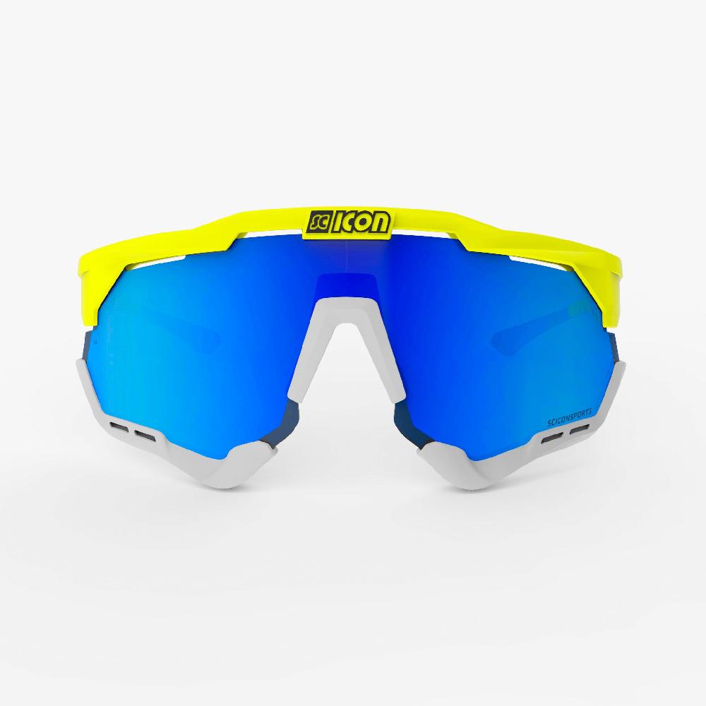 Scicon Aeroshade XL Occhiali Ciclismo Giallo Fluo/Blu Vendite Flash