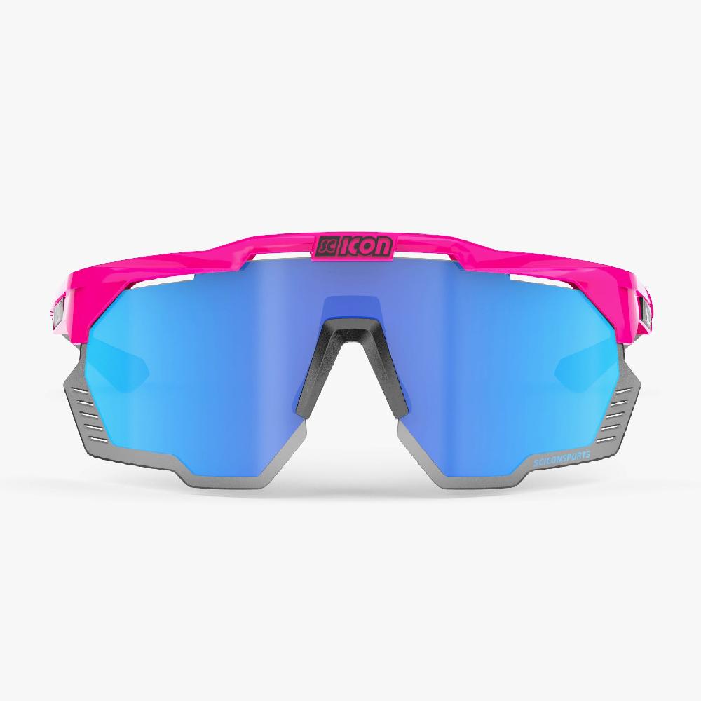 Scicon Aeroshade Kunken Occhiali Ciclismo Rosa Fluo/Blu Qualità