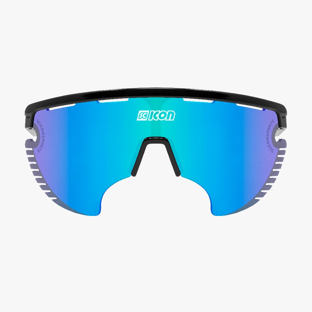 Scicon Occhiali Sportivi Aerowing Lamon Neri/ Lente Blu Specchiata Spedizione Gratuita