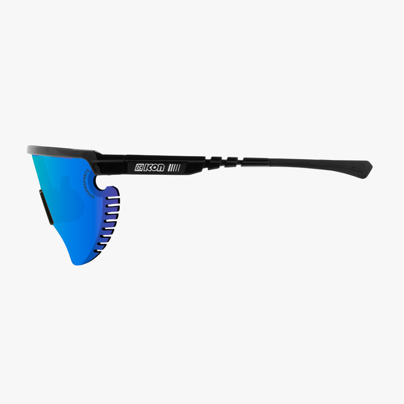 Scicon Occhiali Sportivi Aerowing Lamon Neri/ Lente Blu Specchiata Spedizione Gratuita